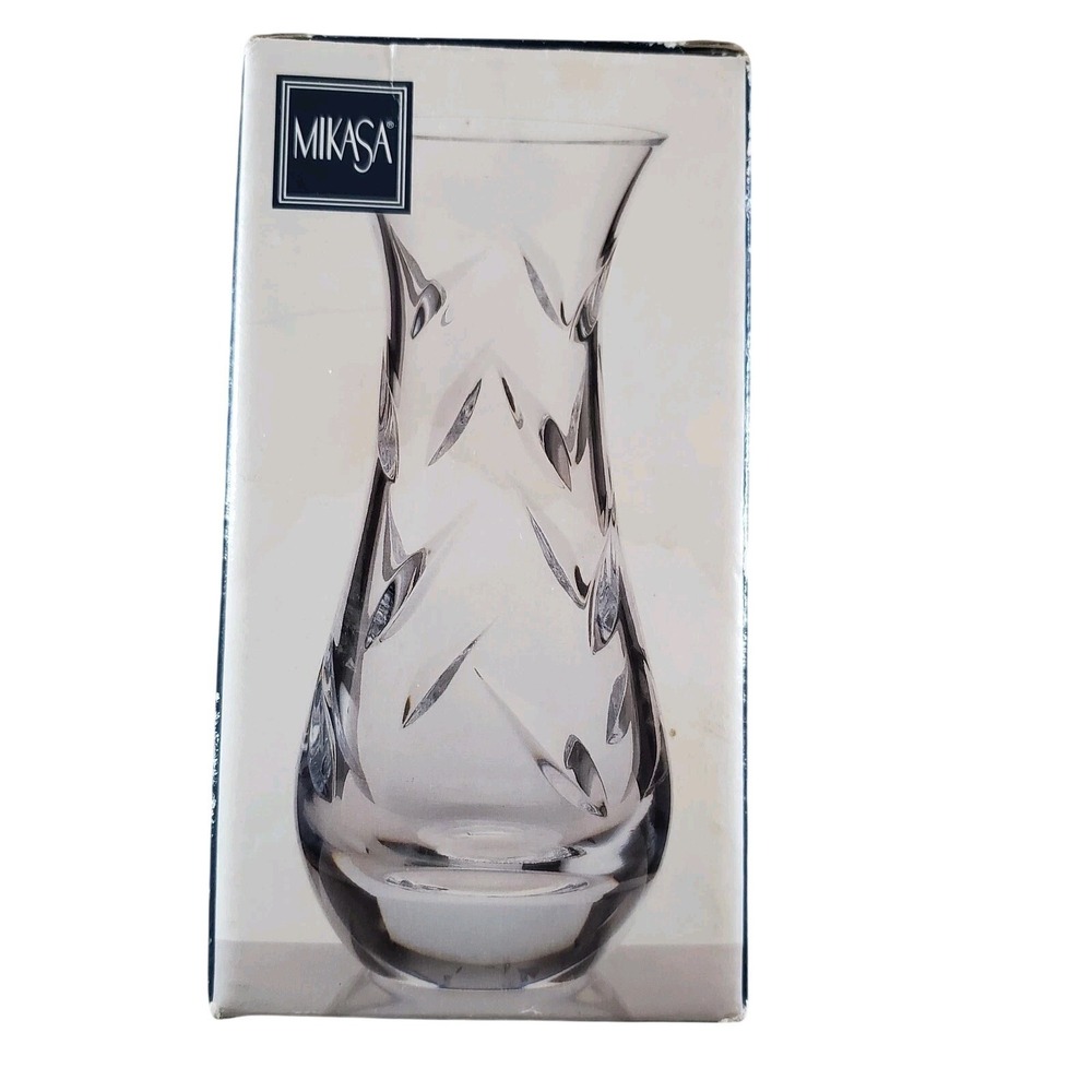 Mikasa Aspen Lead Crystal Bud Vase 6" Slovenia Clear Cut Glass Decor Centerpiece